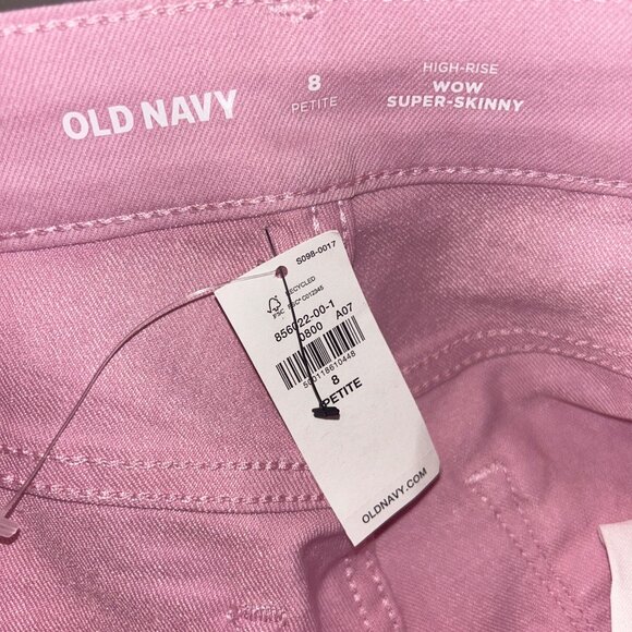 NWT Old Navy Pink High-Rise Wow Super-Skinny Jeans 8 Petite 1889 - Picture 5 of 6
